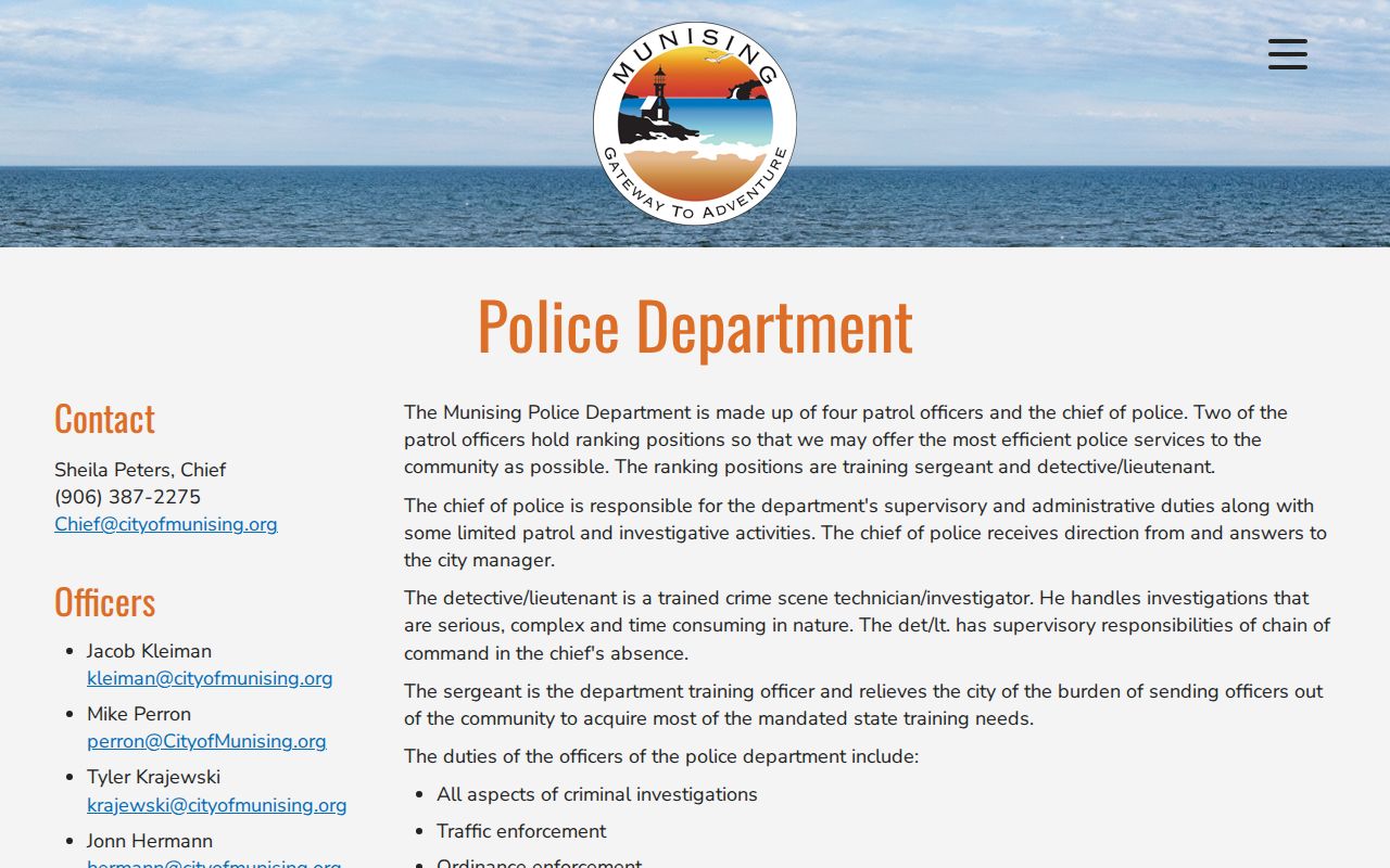 Official Munising Police Department page