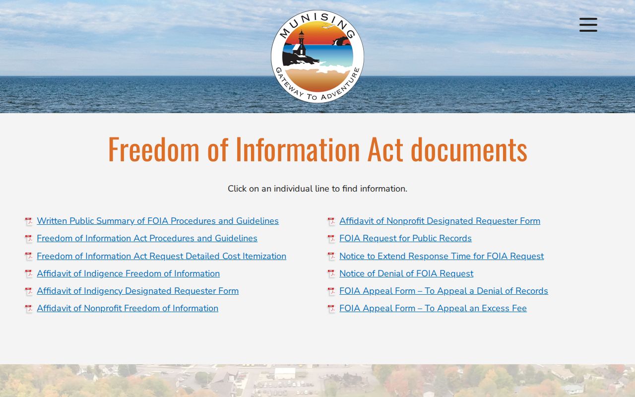 City of Munising official FOIA request page